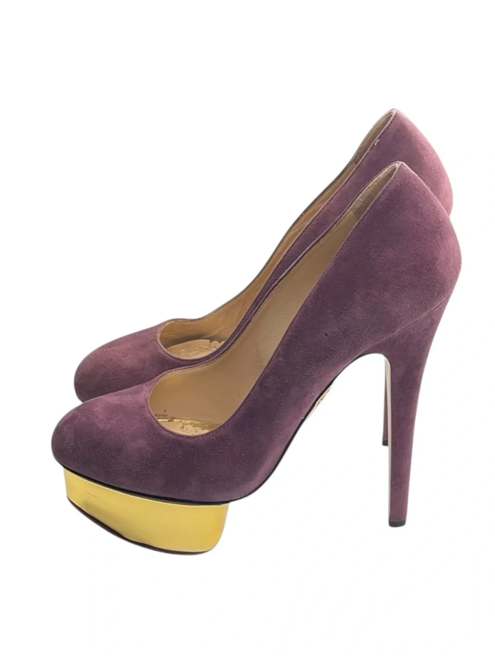 Charlotte Olympia 𒀭 Dolly Puttin On The Glitz Stiletto Platform Heels 𒀭Purple